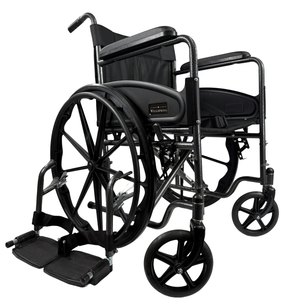 Silla de ruedas manual con reposapiés desmontables, reposabrazos fijos, ruedas sólidas, 1 unidad - Product Image 2