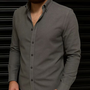 เสื้อเชิ้ตแขนยาวลำลองมีกระดุมแบบคลาสสิกสำหรับผู้ชายผ้าฝ้ายผสมสบายสำหรับสวมใส่ประจำวันและทางการ - Product Image 1