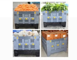 Classic Style Collapsible Fish Sleeve Container <b>Bin</b> Foldable and Stackable Plastic Storage with Insulated <b>Lid</b> Rectangle Shape - Product Image 6