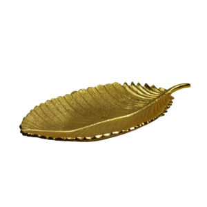 Plateau à salade de grande taille, design doré, plateau de service en forme de feuille pour la décoration de la maison, des restaurants et des hôtels - Product Image 2