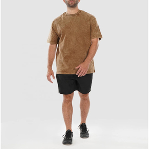 เสื้อยืดคอตตอนย้อมสีทรงโอเวอร์ไซส์สำหรับผู้ชาย สีพื้น คอกลม แขนสั้น สไตล์ลำลอง Trackstar OEM แบรนด์ส่วนตัว TSI-G05-P0092 - Product Image 4