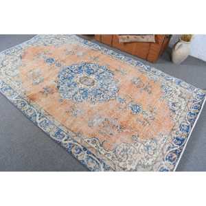 Alfombra Vintage de 4.7x8.2 pies, Alfombra Turca, Alfombra Azul Sólida - Product Image 4