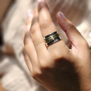 Bague en laiton argenté Belle bague en laiton argenté bague de méditation cadeau pour Noël - Product Image 4