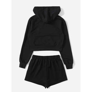 Ensemble de survêtement décontracté pour femme, couleur unie, automne-hiver, sweat à capuche zippé à manches longues et pantalon, vêtements de sport en gros 2026 - Product Image 2