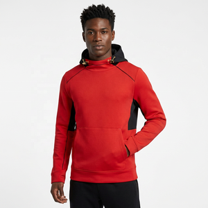 <b>Men's</b> <b>Red</b> Hooded Fleece <b>Sweatshirt</b> with Black Front Pocket Loose Fit Casual Print Winter Season Quick Dry - Product Image 3