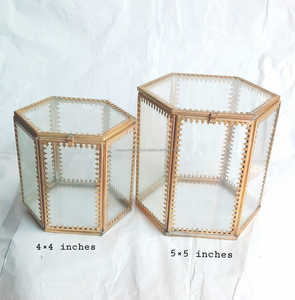 Cajas de Regalo de cristal transparente de alta calidad, con tapa de vidrio, cajas de joyería hexagonales decorativas, Logo personalizado, brazalete de anillo - Product Image 1