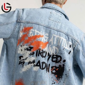 Pakistan Manufacturer <b>Men's</b> Denim <b>Jackets</b> 100% Cotton High Street Style Letter Pattern Eco-Friendly <b>Waterproof</b> OEM Service - Product Image 4