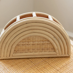 Porte-stylos en rotin arc-en-ciel, organisateur bohème en rotin naturel fait à la main, accessoire de bureau pour enfants - Product Image 2