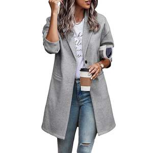 Abrigo acolchado largo impermeable de Invierno para mujer, Abrigo acolchado de ajuste Regular con pecho, blanco con Guata de algodón y abrigos estilo bolsillo - Product Image 1