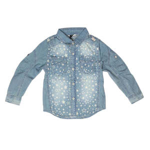 Camisa de Mezclilla de Manga Larga para Niños - Azul Claro - Product Image 1