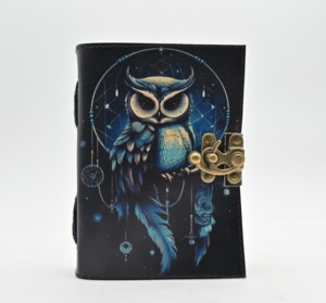 สมุดไดอารี่หนังอินเดียสมุดบันทึกหนังวินเทจสมุดบันทึกปกหนังลายนกฮูกสมุดโน๊ตแบบว่างเปล่าสมุดไดอารี่หนัง - Product Image 1