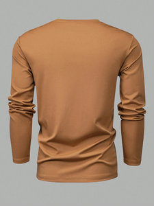 Impression de logo personnalisé, style décontracté, OEM, service, hommes, t-shirts à manches longues, chemise marron à manches longues pour hommes - Product Image 2