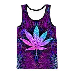 Débardeur graphique 3D pour hommes, t-shirt sans manches à motif de feuilles naturelles - Product Image 5