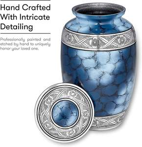 Urnas de cremación para adultos de aleación de nube azul, urna terminada en níquel para cenizas humanas, urnas de cremación conmemorativas para adultos - Product Image 3