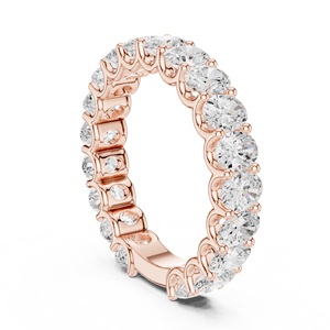 Bague d'éternité en or rose avec diamants taille ovale, alliance de luxe, bijoux fins pour femme, bague de fiançailles - Product Image 3