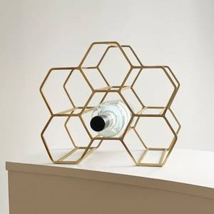 Porte-bouteilles géométrique en métal pour table - Support de rangement moderne pour bar à domicile - Product Image 6