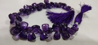 Améthyste naturelle en forme de trille Briolette à facettes 10-15mm perles vendues par brin 8 pouces de long de haute qualité