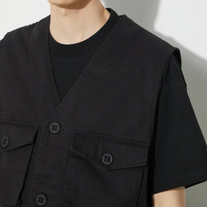 Chaleco Cargo de invierno informal personalizado para hombre, de secado rápido, con cuello en V, estilo callejero, diseño de utilidad con varios bolsillos, mezcla de poliéster y algodón - Product Image 3