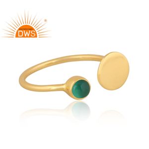 Anillo de Plata de Ley 18k con gema de ónix natural, anillo ajustable, joyería fina - Product Image 3