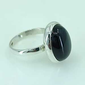 Navya Craft 925 Sterling Silver Women's <b>Statement</b> Boho <b>Ring</b> Handmade Black Onyx Oval December Birth Gemstone Jewelry for - Product Image 2