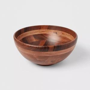 Bol en bois rustique avec finition patinée parfait pour servir des salades de fruits et la décoration intérieure Bol unique pour la cuisine et la salle à manger - Product Image 4
