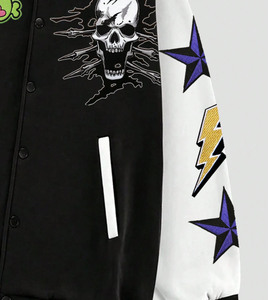 Chaqueta de Béisbol Formal con Capucha, Estilo Patchwork Personalizado de Primera Calidad, Hecha en Fábrica, Manga Regular, Hombros Caídos, de Lana - Product Image 6