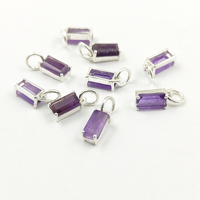 925 argent Sterling lunette ensemble cristal clair Quartz Baguette forme pierre de naissance pendentif mode pendentif cristal pendentifs breloques