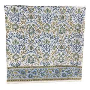 Couverture de table lavable de luxe en coton imprimé de blocs floraux Indigo faits à la main Style campagnard français indien pour dîner mariages maison - Product Image 1