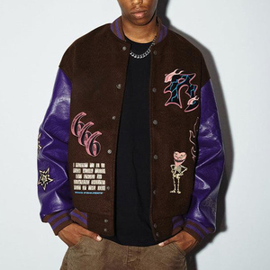 Mejor diseño de tendencia Venta caliente de alta calidad Logotipo personalizado Impresión Hombres Manga larga Stand Collar Hombres Varsity Jacket Wear - Product Image 5