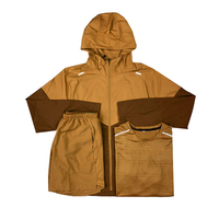 Ensemble coupe-vent 3 pièces coupe-vent personnalisé en polyester pour hommes, veste et short de survêtement, ensemble coupe-vent en nylon à fermeture éclair complète