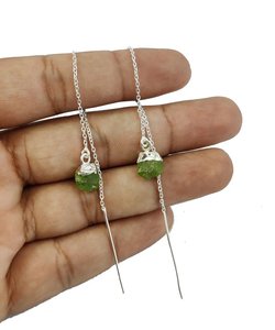 ต่างหูร้อยไหมพลอยเพอริโดแบบหยาบทำด้วยมือทำจากเงิน925ไม่ก่อให้เกิดอาการแพ้คริสตัลอัญมณีสายคล้องหูสวยงาม - Product Image 4