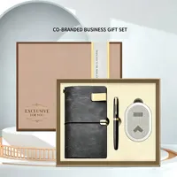 Kit Combinado de Cuaderno de Lujo y Altavoz Inalámbrico con Bolígrafo de Tinta Metálica para Oficina, Escritorio y Regalos de Negocios, Recuerdos de Viaje