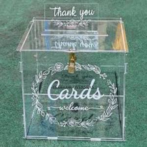 Lot de 3 cartes d'invitation de mariage en acrylique de haute qualité et boîte-cadeau avec logo personnalisé et taille disponible - Product Image 3