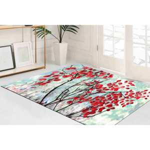 Tapis imprimé feuilles rouges : Tapis de bureau antidérapant, tapis doux non tissé - Product Image 3
