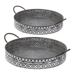 Bandeja decorativa para servir galvanizada con borde en relieve hecha a mano más vendida, bandeja para servir en restaurante de Hotel y bodas - Product Image 5