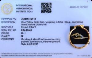 Anillo de oro amarillo macizo de 18 quilates Diamantes naturales de 0,06 quilates Diseño de pavo real Banda de tres piedras Regalo de aniversario para esposa - Product Image 3