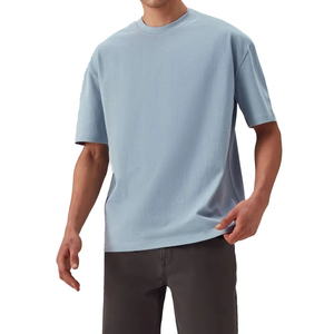 T-shirt à manches courtes en coton respirant 100% personnalisé pour hommes, col rond, design surdimensionné avec motif imprimé, t-shirts épais - Product Image 1