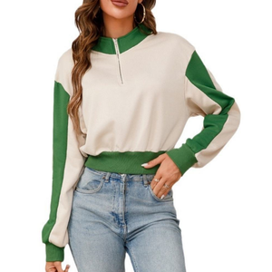 เสื้อฮู้ดผู้หญิงคุณภาพสูง คอตั้ง แขนยาว ซิปครึ่งตัว ทรงหลวม สวมใส่สบาย ระบายอากาศได้ดี เหมาะสำหรับฤดูใบไม้ผลิ ผลิตแบบ ODM - Product Image 5