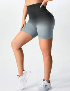 Shorts de Yoga de Cintura Alta para Mujer, Leggings Deportivos con Patrón Sólido, Spandex/Nailon Reciclado, Ropa Deportiva para Gimnasio y Fitness - Product Image 1