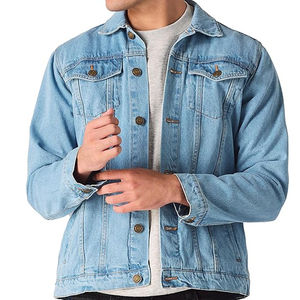 Nouveau hiver mode solide bleu hommes décontracté Denim veste en grande taille 100% coton col montant personnalité tactile toile tissu - Product Image 4
