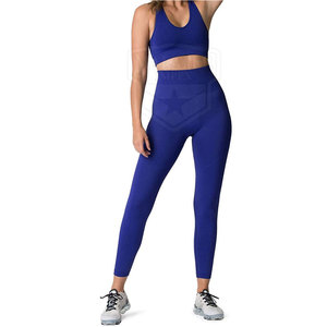 Ropa deportiva de moda para mujer más vendida, conjunto de entrenamiento de mallas de yoga con patrón sólido, venta en línea a un precio razonable - Product Image 1