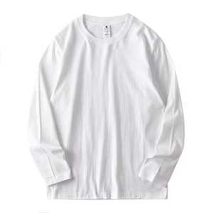 T-Shirt a Maniche Lunghe da Uomo 100% Cotone, Girocollo Bianco, Maglietta Base Basic - Product Image 1