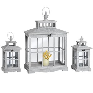 Diseño elegante Decoración para el hogar y el jardín Linterna de vela de madera con color marrón Linternas colgantes y de piso Tarro de vela único - Product Image 3