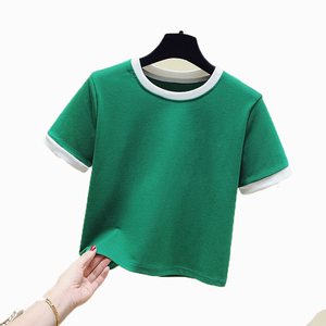 T-shirt court décontracté à manches courtes pour femme, respirant, anti-boulochage, avec logo personnalisé imprimé, grande taille, vente en gros - Product Image 3
