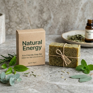 Natural Energy 100% Organic Tea Tree Essential Oil <b>Soap</b> Bar - 100g Premium Cold Processed Anti-<b>Acne</b> Cleansing <b>Soap</b> - Product Image 6