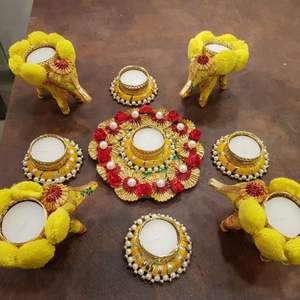 Alfombrilla de Rangoli multicolor vibrante para portavelas diseño indio tradicional para centros de mesa de boda Diwali decoraciones de mesa - Product Image 5