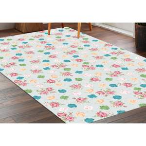 Tapis aux fleurs colorées, tapis moderne, tapis aux fleurs vertes, tapis floraux, tapis imprimé, tapis gobelin - Product Image 1