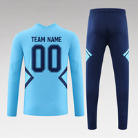 Setelan Training Sepak Bola Lengan Panjang Setengah Resleting Grosir, Custom Nama & Nomor Tim, Jaket & Celana Training Cepat Kering, Pakaian Olahraga Dewasa