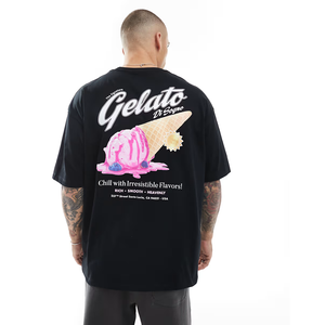 Meilleure vente T-shirt à épaules tombantes noir graphique d'été lourd pour Hombre Trending OEM/ODM 100% coton en vrac du Bangladesh - Product Image 4