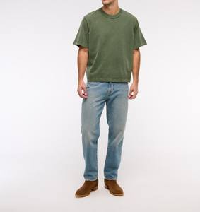 T-shirts à manches courtes en tricot uni pour homme - Couleurs personnalisables Logo Design vierge Lavage à l'acide Vintage - Product Image 2